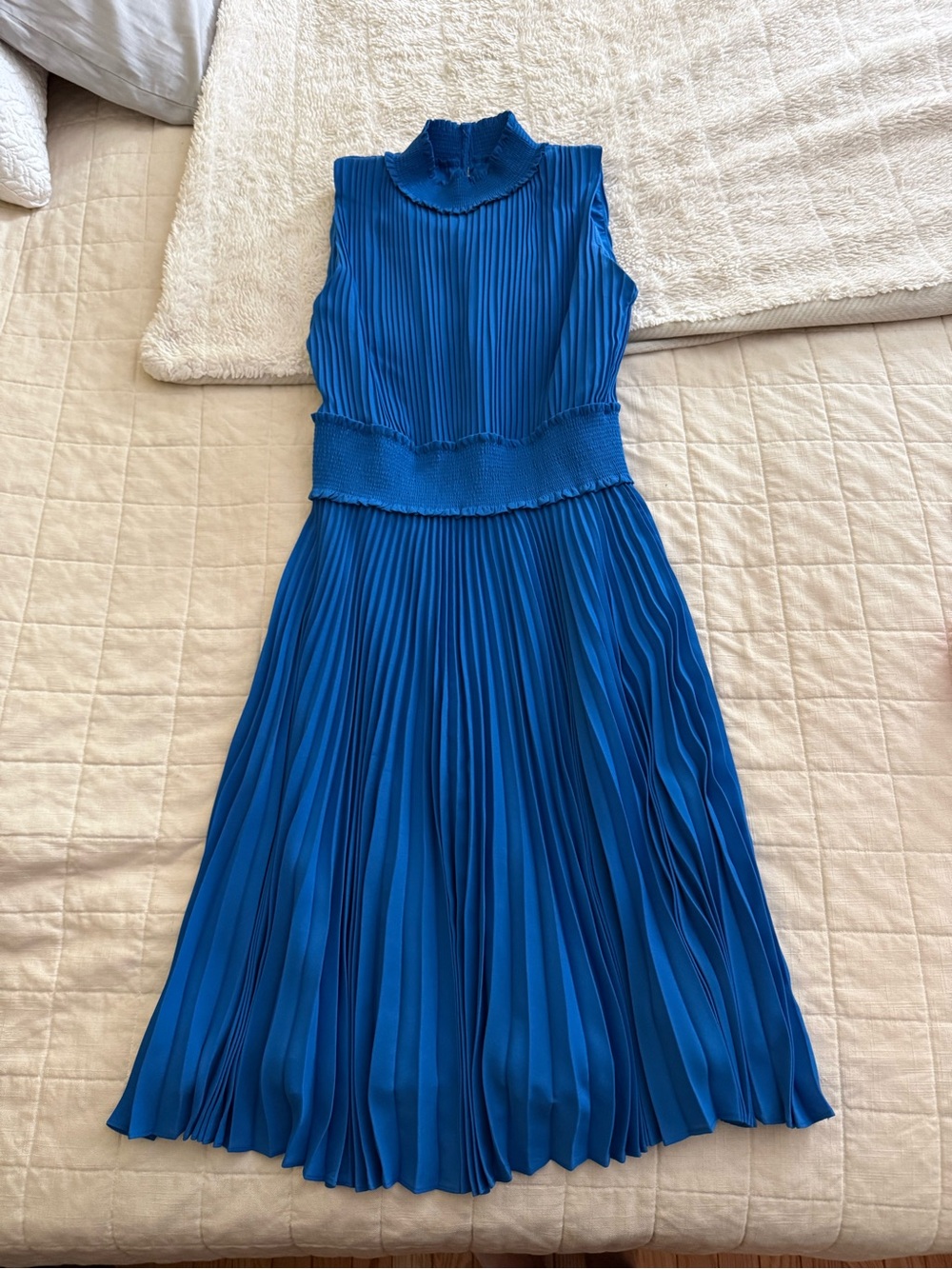 Nanette Lepore Sleeveless Pleated Midi Dress in Cobalt